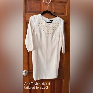 Ann Taylor Ivory Dress with Beaded Details